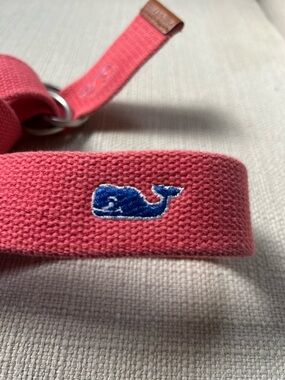 Martha’s Vineyard Vines Pink Coral Canvas adjustable Belt Whale Logo sz M